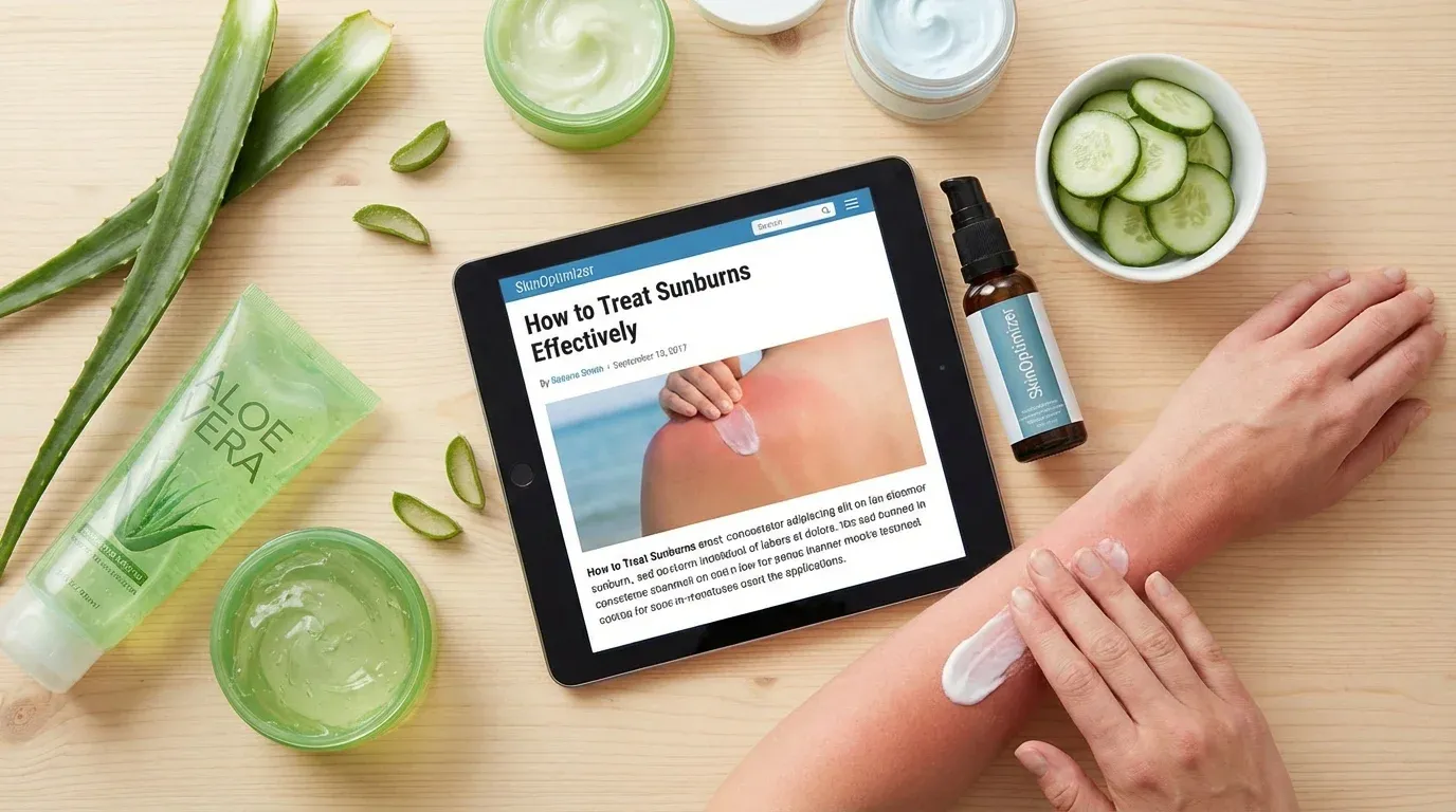 Applying cream to sunburnt arm