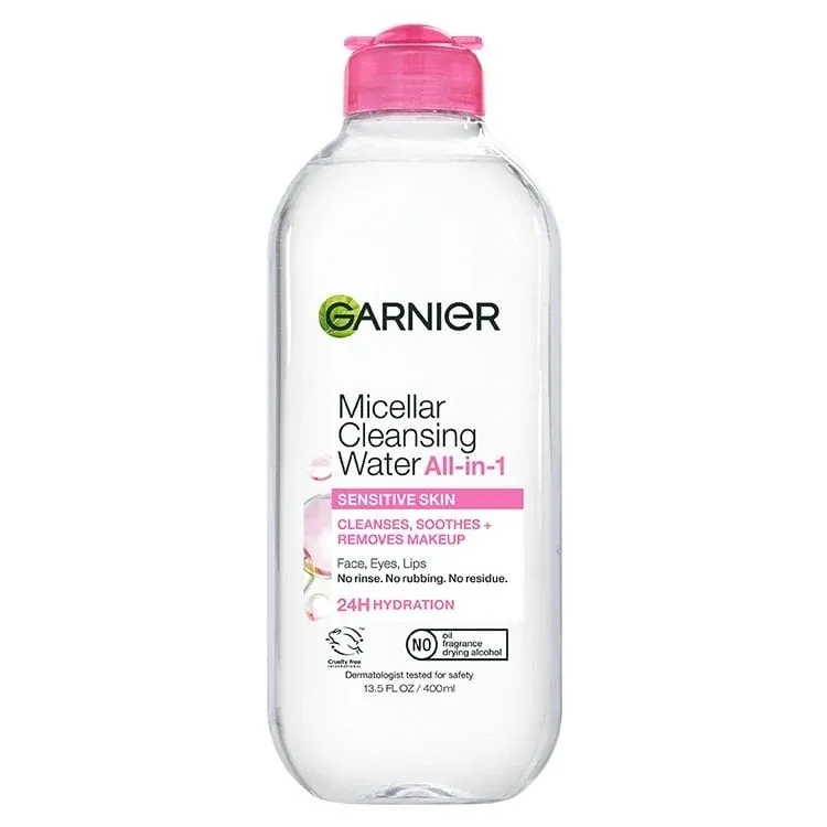 Garnier SkinActive Micellar Cleansing Water All-in-1 pink cap bottle
