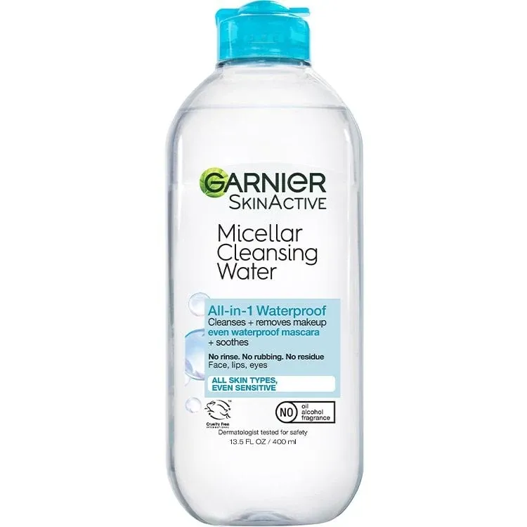 Garnier All-in-1 Waterproof Micellar Water blue cap bottle