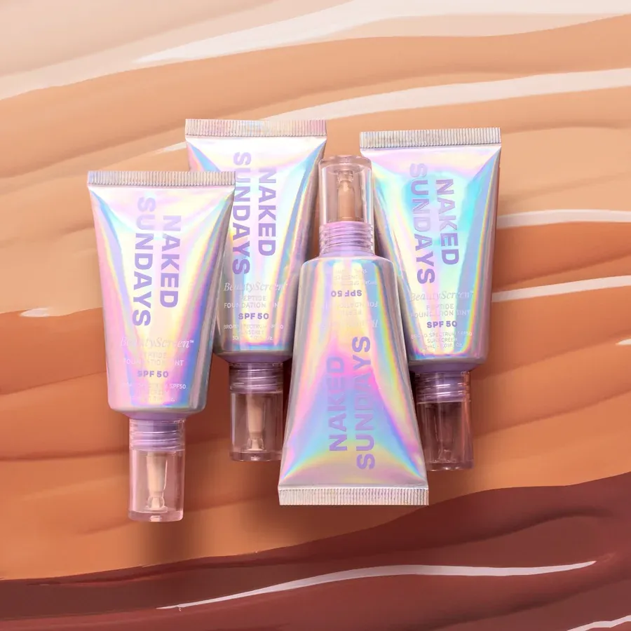 Naked Sundays BeautyScreen SPF 50 Peptide Foundation Tint tubes