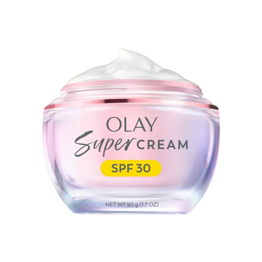 Olay Super Cream moisturizer with broad spectrum SPF 30 jar