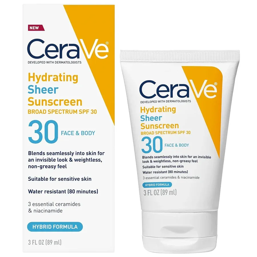 CeraVe Hydrating Sheer Sunscreen SPF 30 bottle