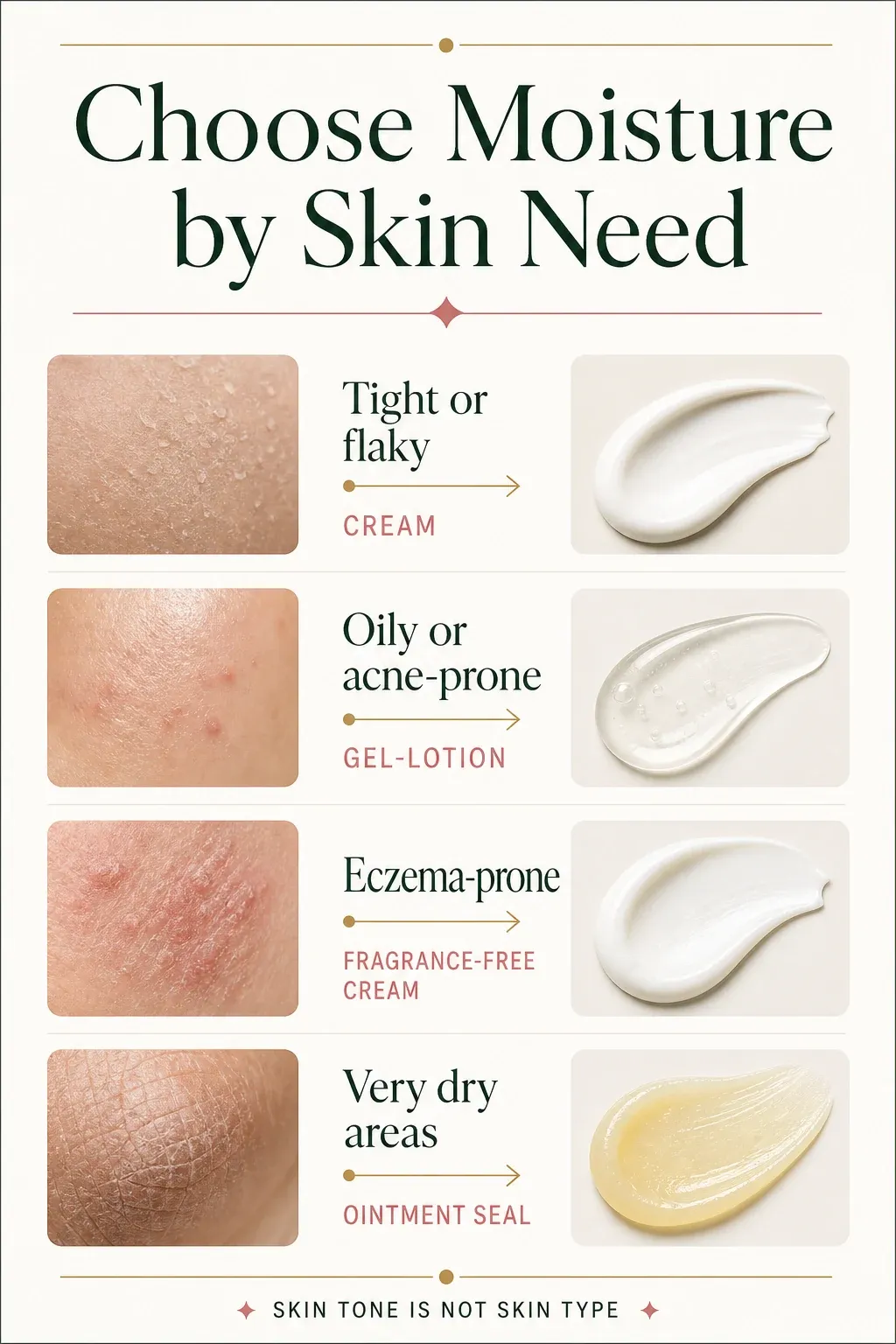 Moisturizer texture selector by skin need