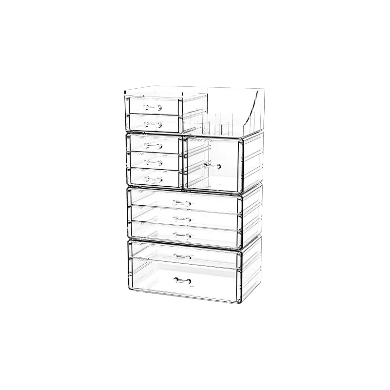 Clear acrylic organizer for upright skincare bottles