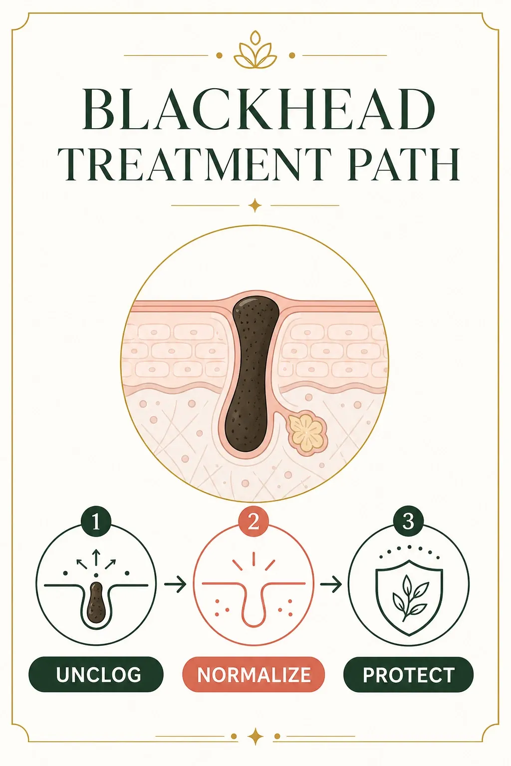 Blackhead treatment path from unclogging to prevention and protection