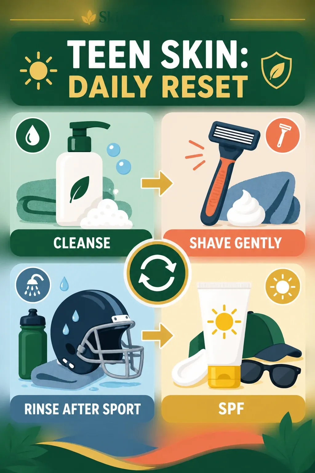 Teen daily skin reset for cleansing, shaving, sports and sunscreen