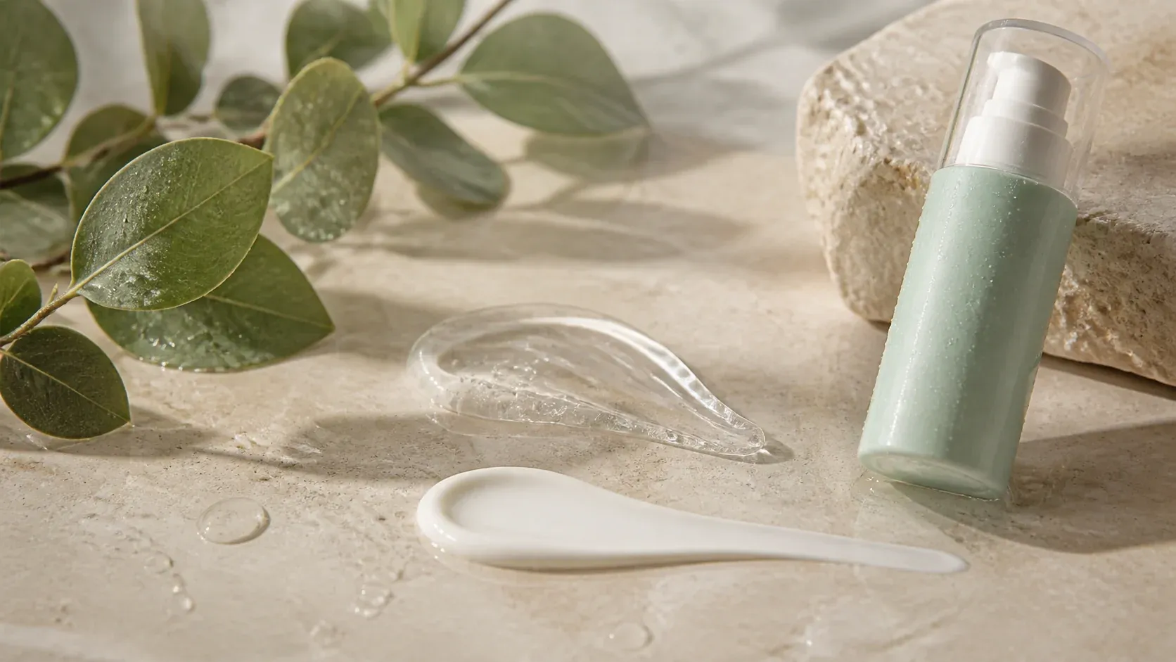 Light gel and lotion skincare textures for hot humid weather