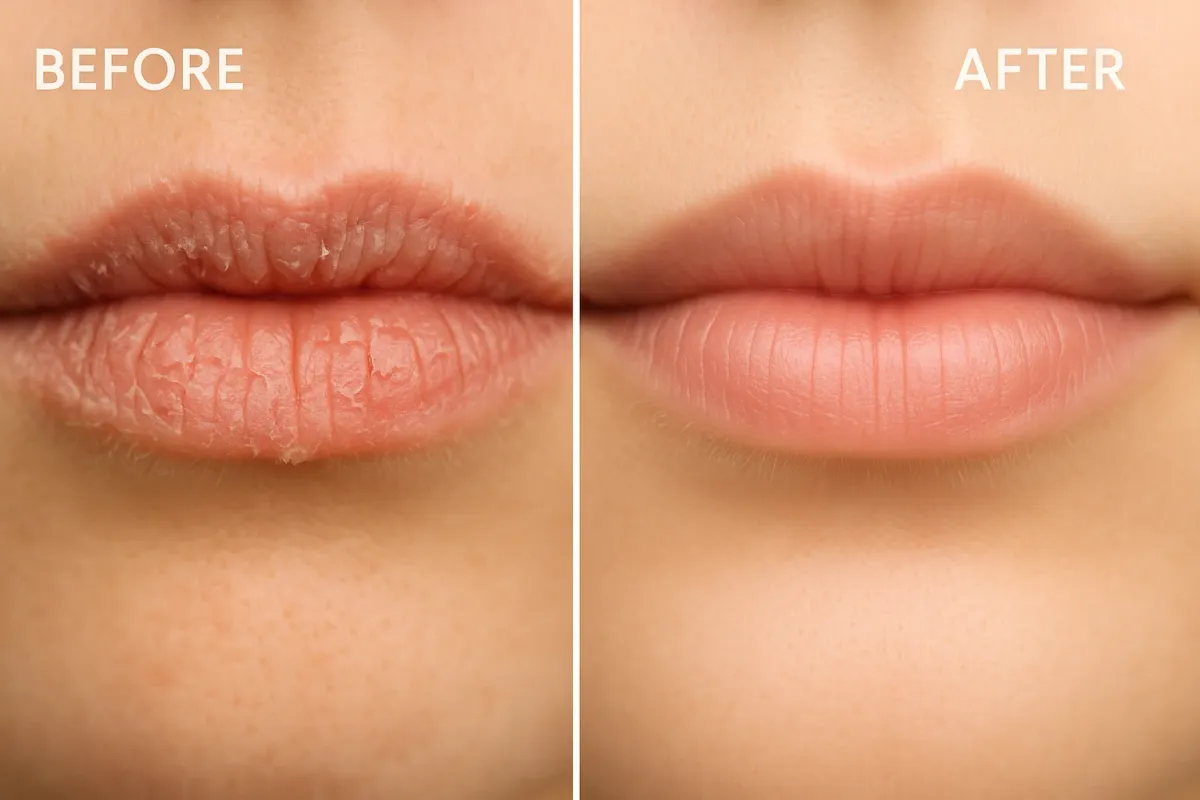 chapped lips before after