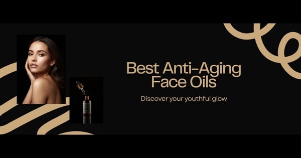 Bottles of anti-aging oils with herbs and flowers.