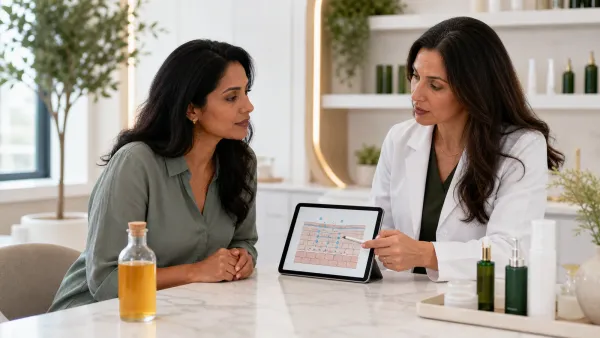 Dermatologist explaining skin barrier evidence while an apple cider vinegar bottle remains separate from skincare
