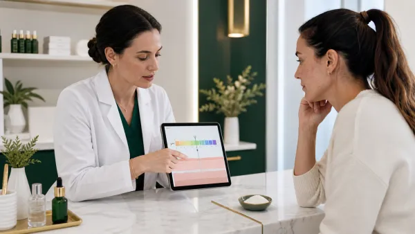 Dermatologist explaining the skin pH scale while a dish of baking soda remains separate from skincare