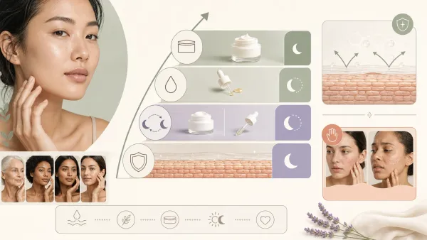 Sensitive-skin retinol tolerance ladder with moisturizer alternating nights and stop signal