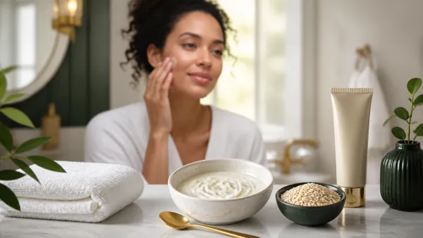 Simple fragrance-free face mask routine prepared in a clean skincare setting