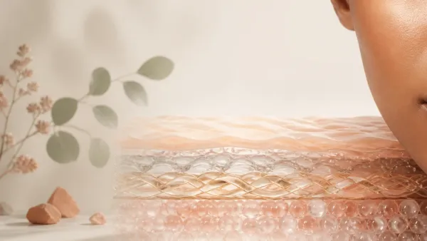 Editorial visualization of layered skin barrier protection and hydrated skin